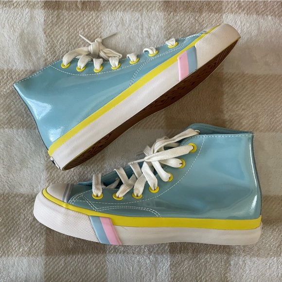 7.5 Colorful Pro Keds Blue and Yellow High-Top Sneakers - Picture 4 of 7